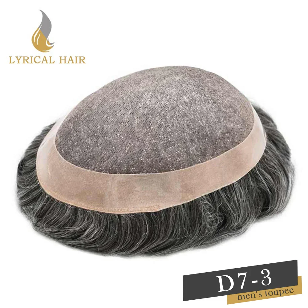 LYRICAL HAIR Hair System for Mens Hair Piece Monofilament with PU Coated Toupee Folded Lace Front Natural Hairline Mens Toupee