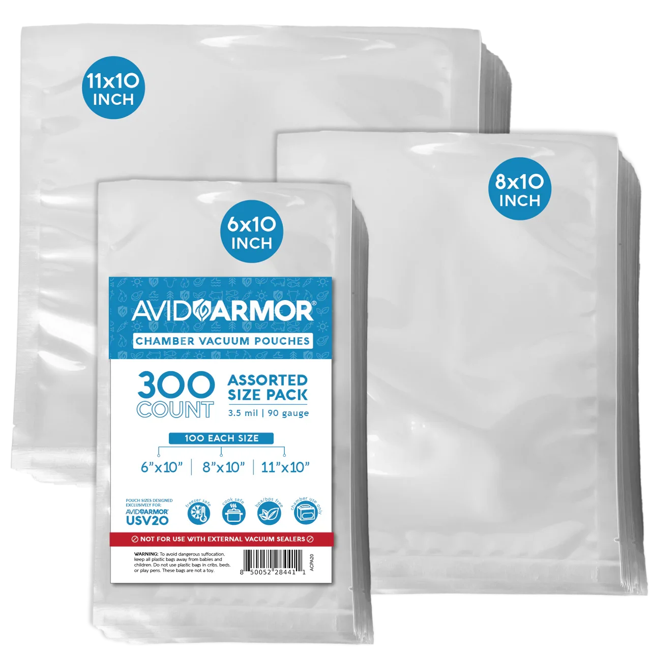 Avid Armor 300 CT Assorted Size Pack Chamber Vacuum Pouches for USV20