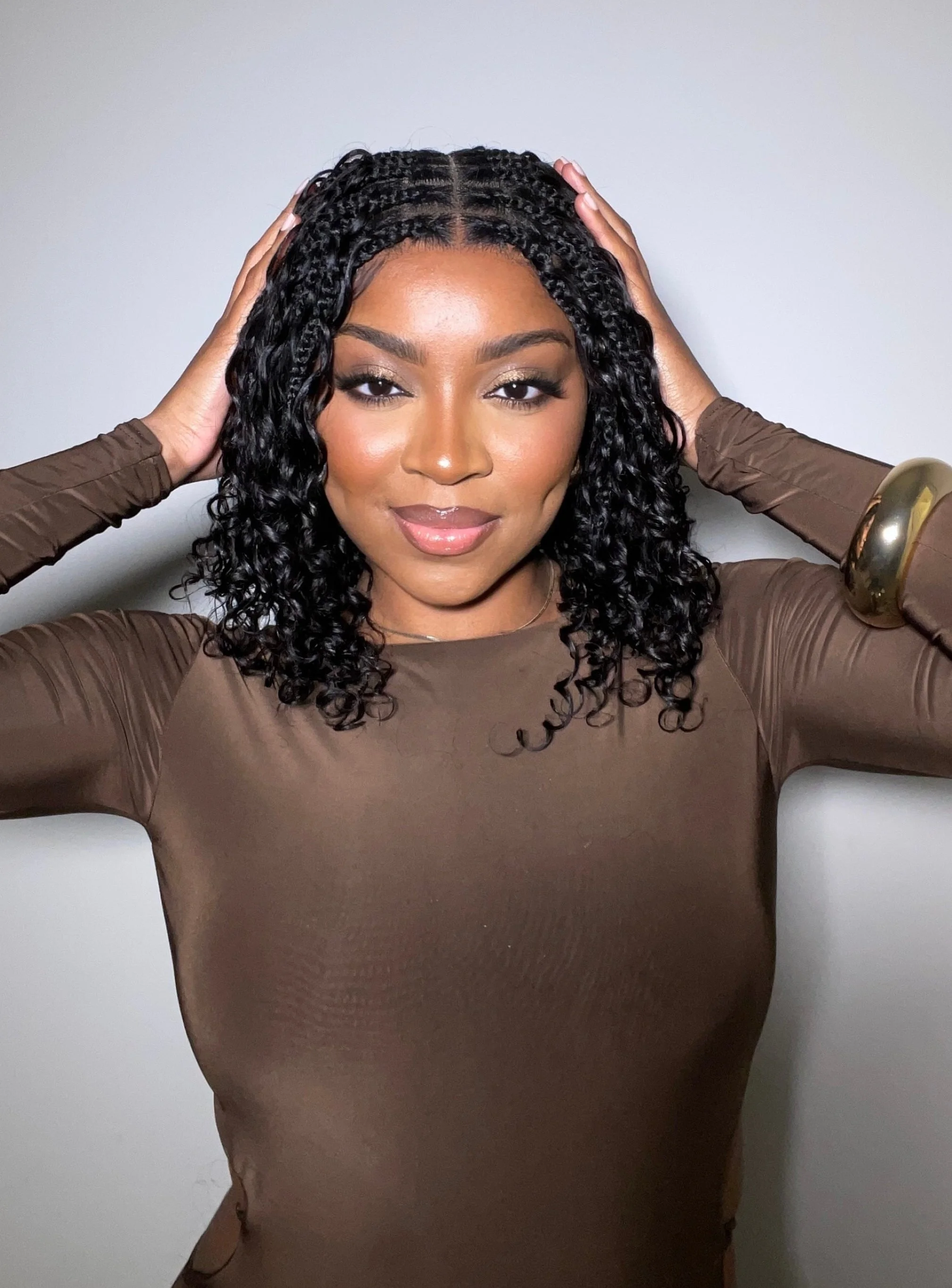 Kiki - 16" Pre Bleached Swiss HD Lace Human Hair Curls Full Lace Knotless Boho Box Braided Wig