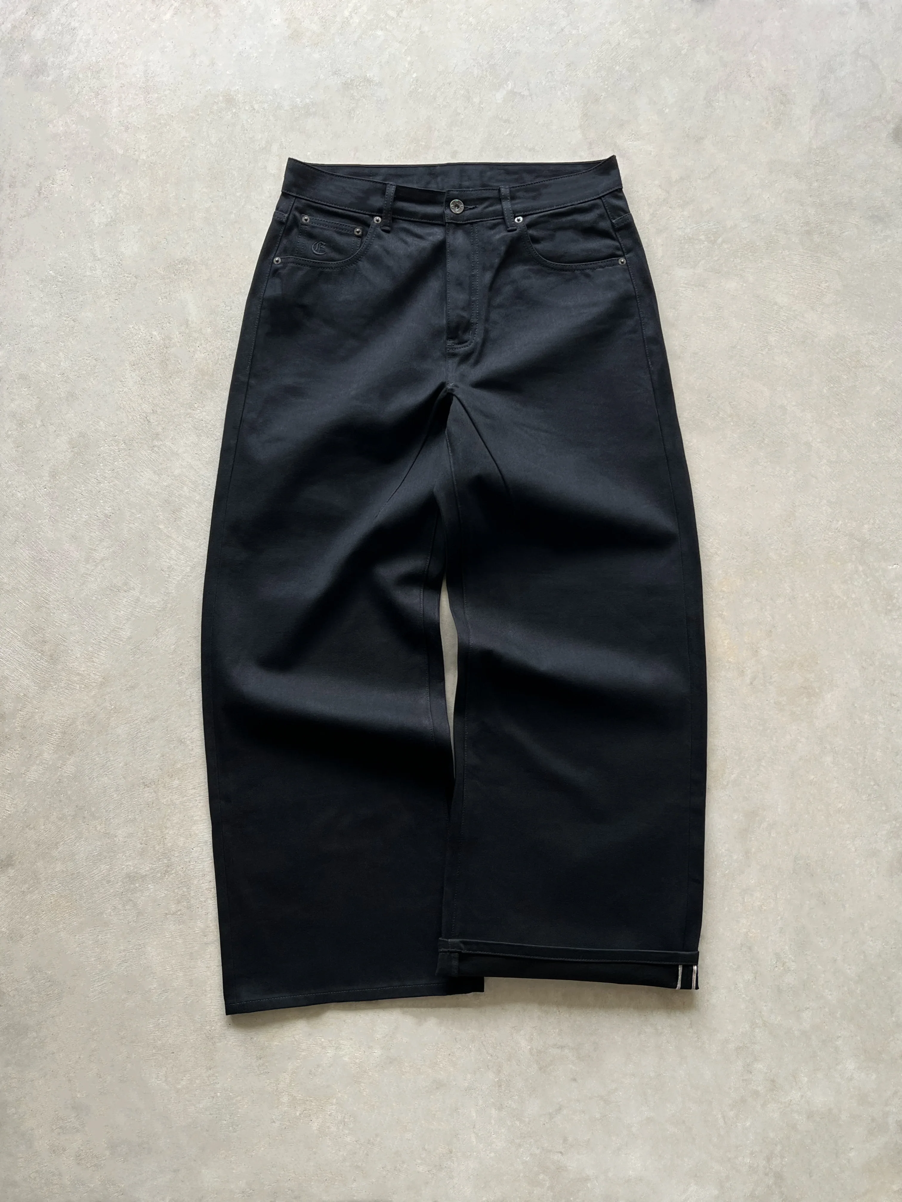 JAPANESE SELVEDGE BAGGY DENIM (JET BLACK)