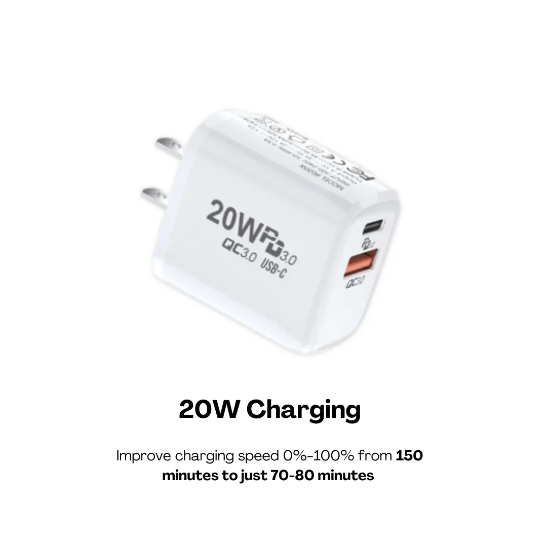 High Power Charger 20W - Increase Charging Speeds