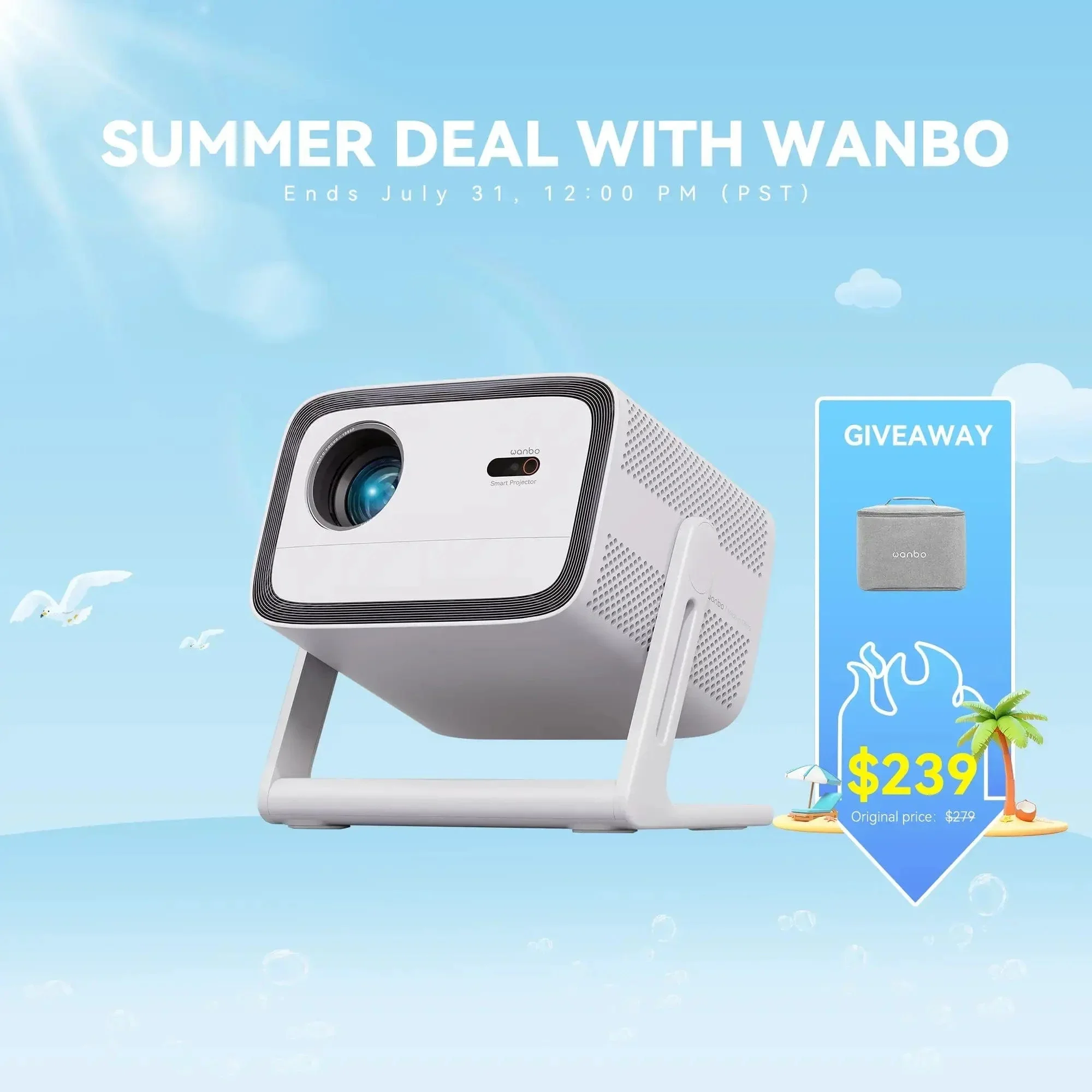 Wanbo Vali 1 200° Gimbal Portable Smart Projector | 900 ANSI | Android TV