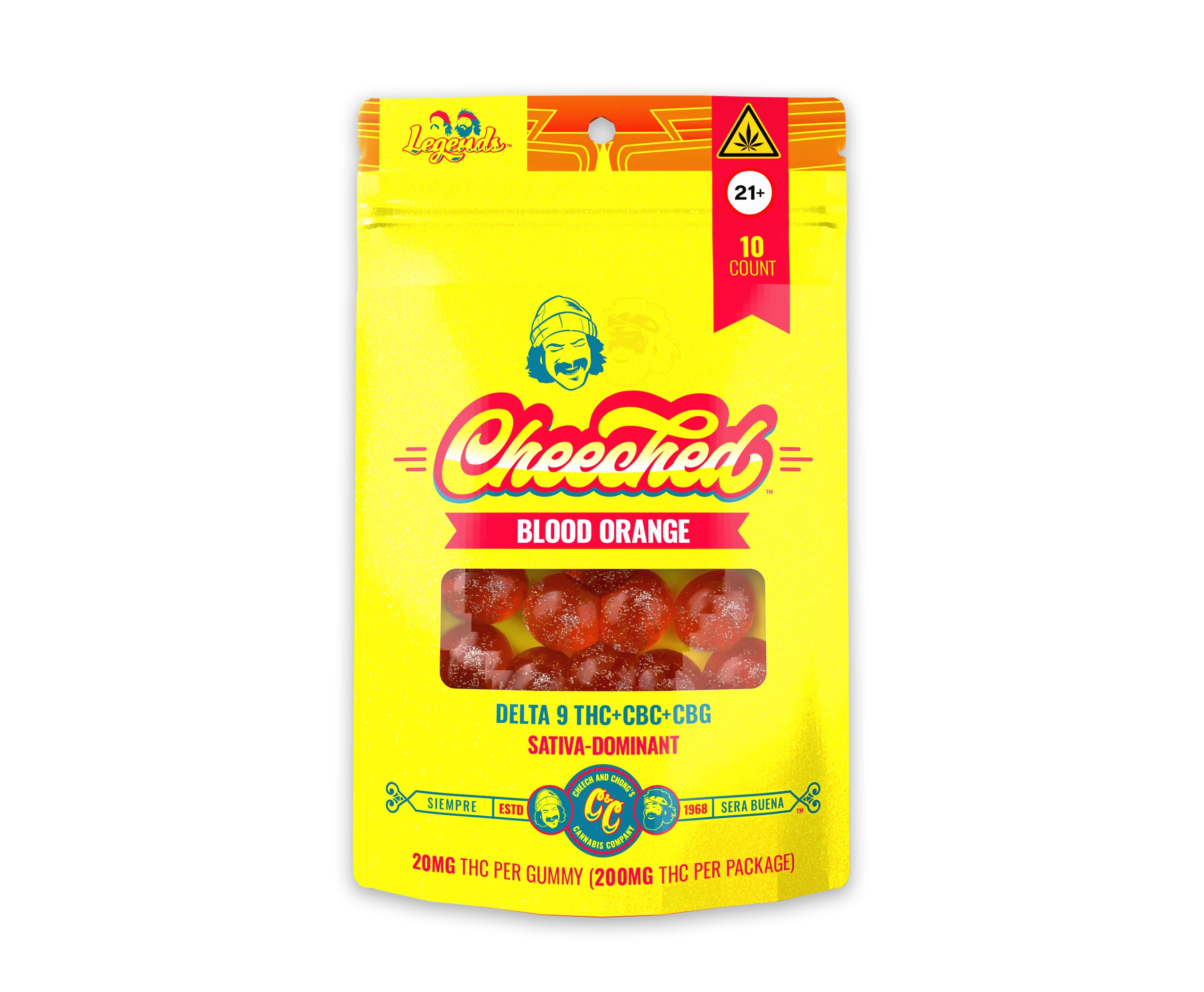 Legends Sativa Delta-9 THC Gummies - Blood Orange (200 mg THC + 50 mg CBC + 50 mg CBG)