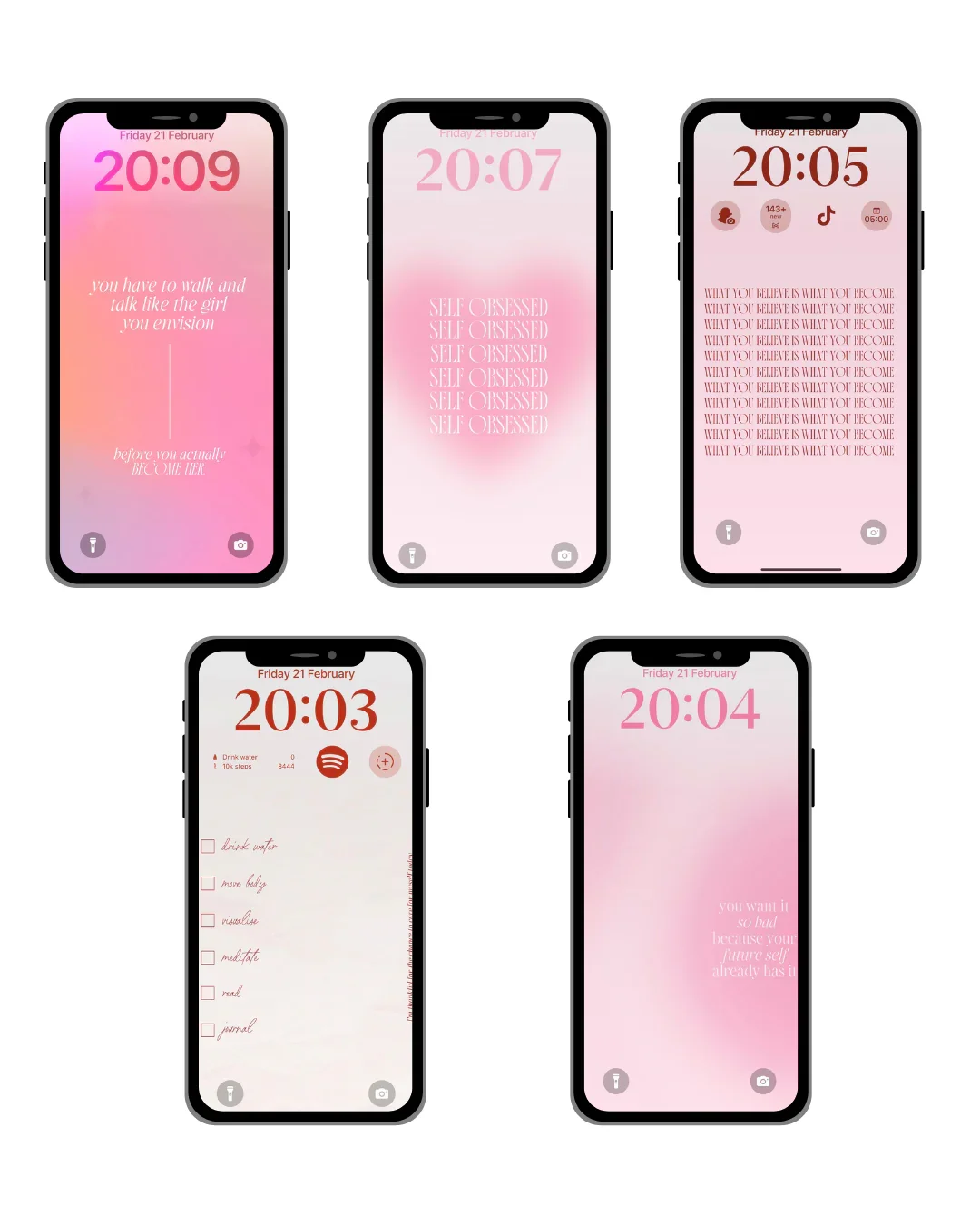 Free Self-Improvement Aesthetic Phone Wallpapers (Pack of 5)