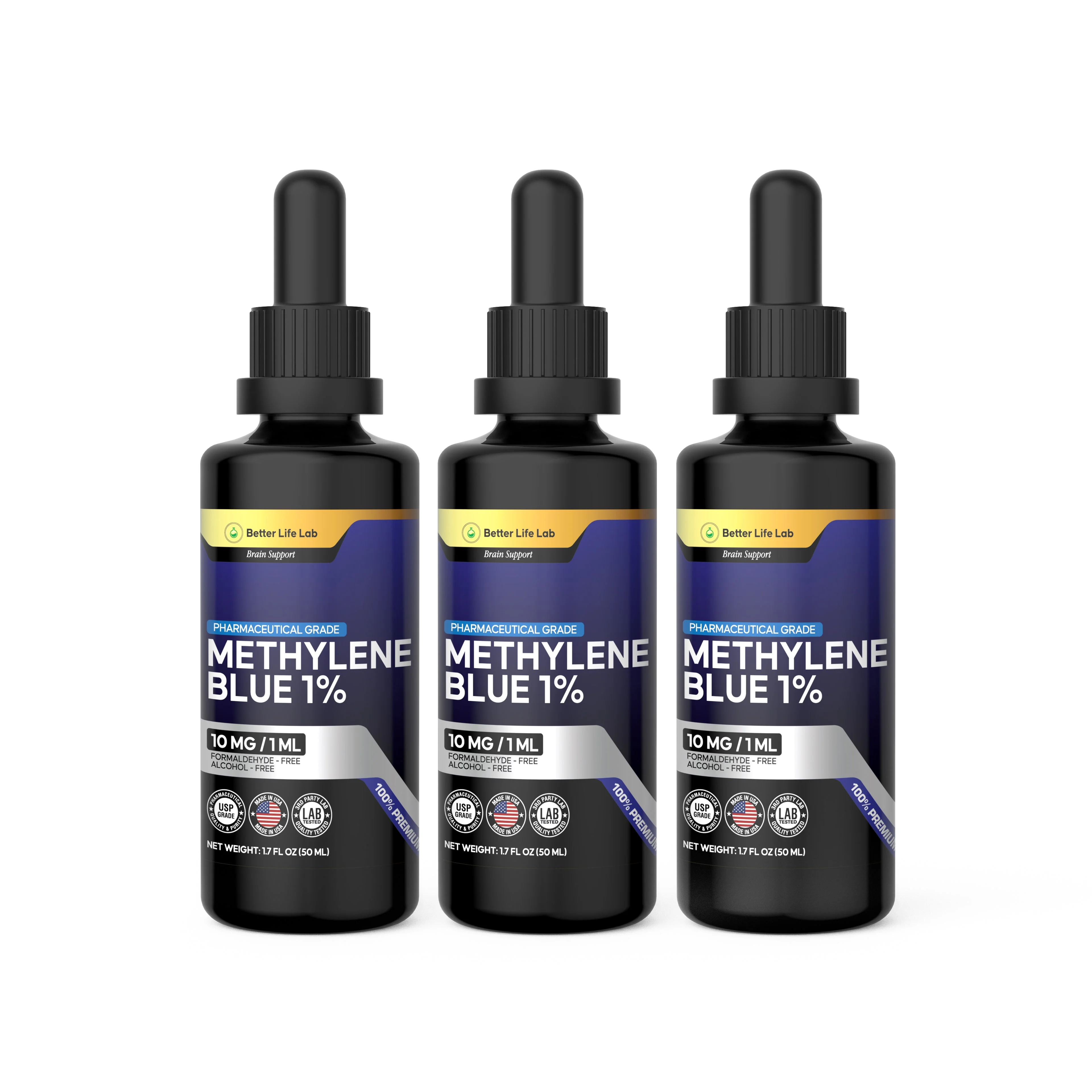 Methylene Blue (USP Grade) Pharma Grade Supplements (3 Pack)
