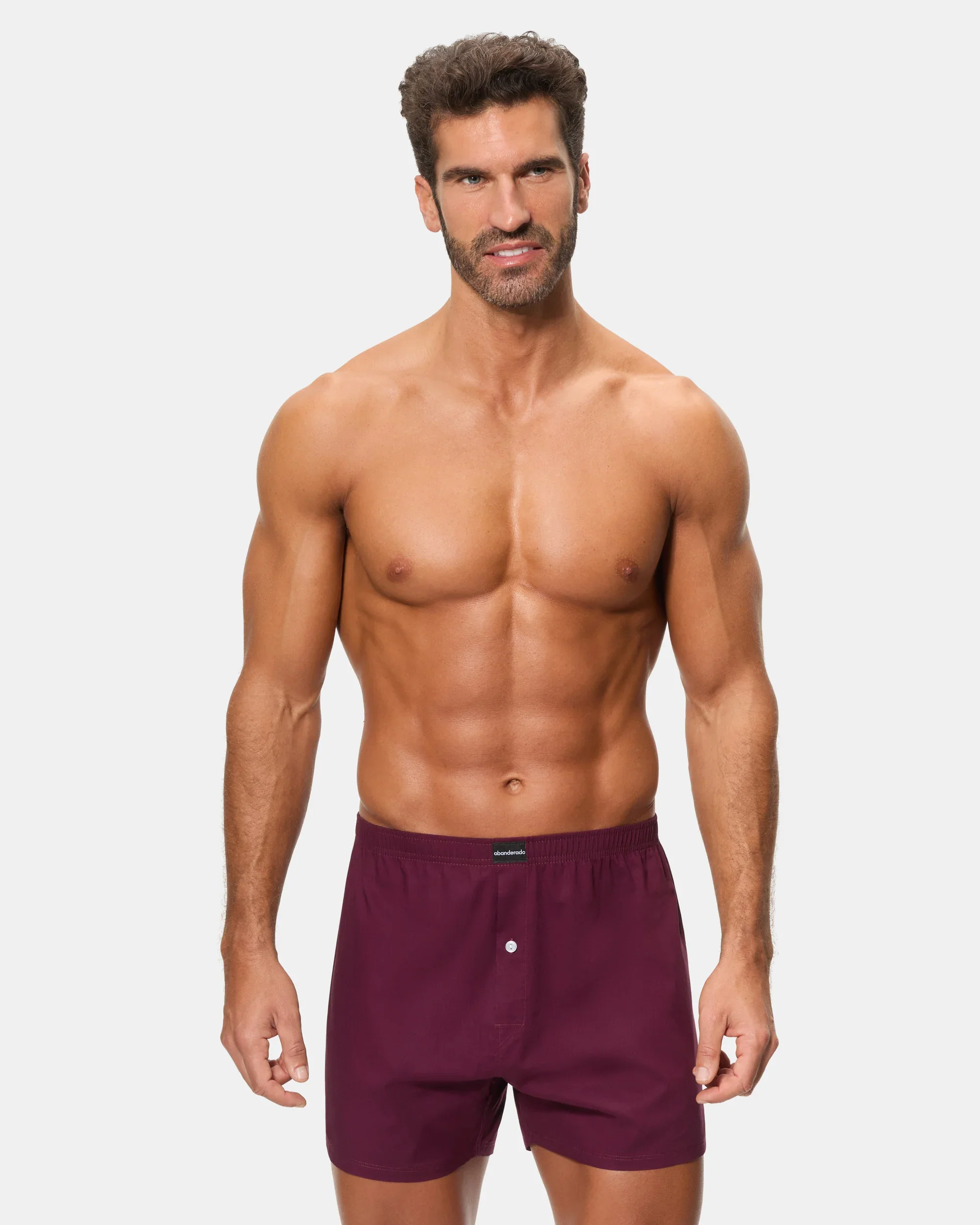 Pack 2 Bóxers Tela 100% Algodón Estampados Rayas Azules y Granate Hombre