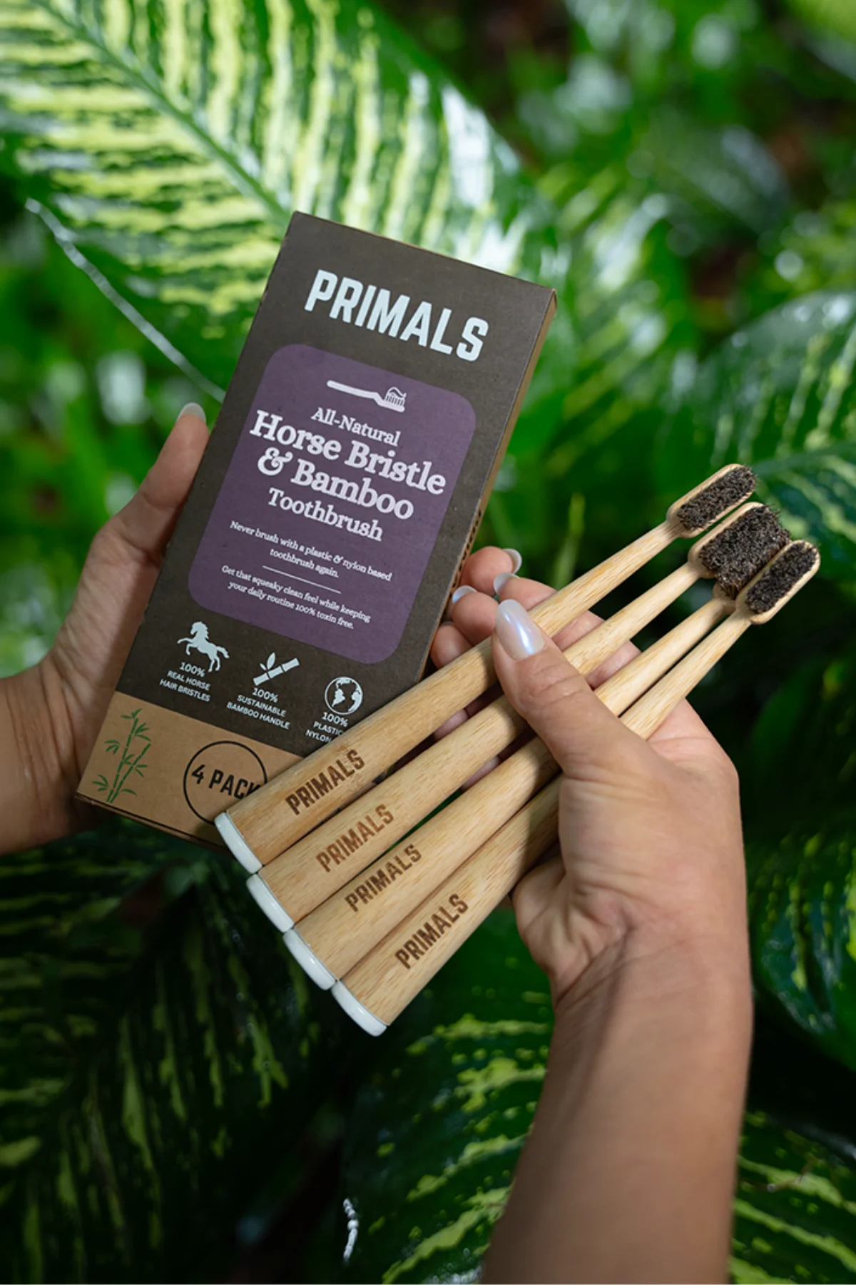 PRIMALS Horse Bristle & Bamboo Toothbrush (4 Pack)