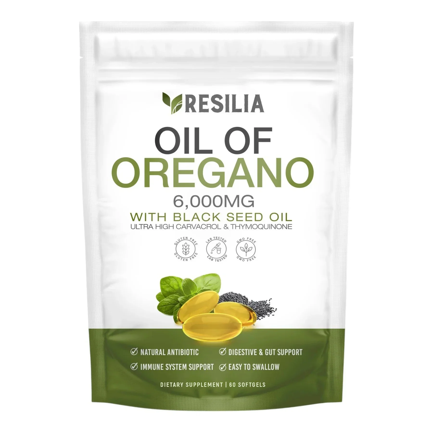 Resilia® Oil Of Oregano With BlackSeed Oil Softgels