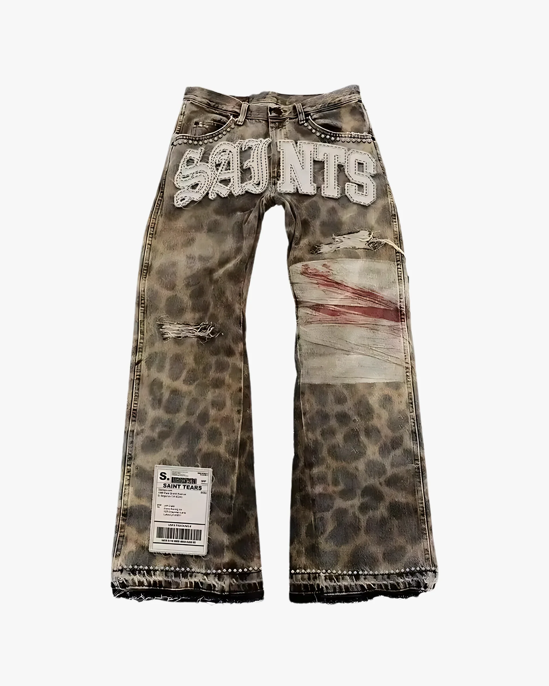 Global Distressed Leopard Pants