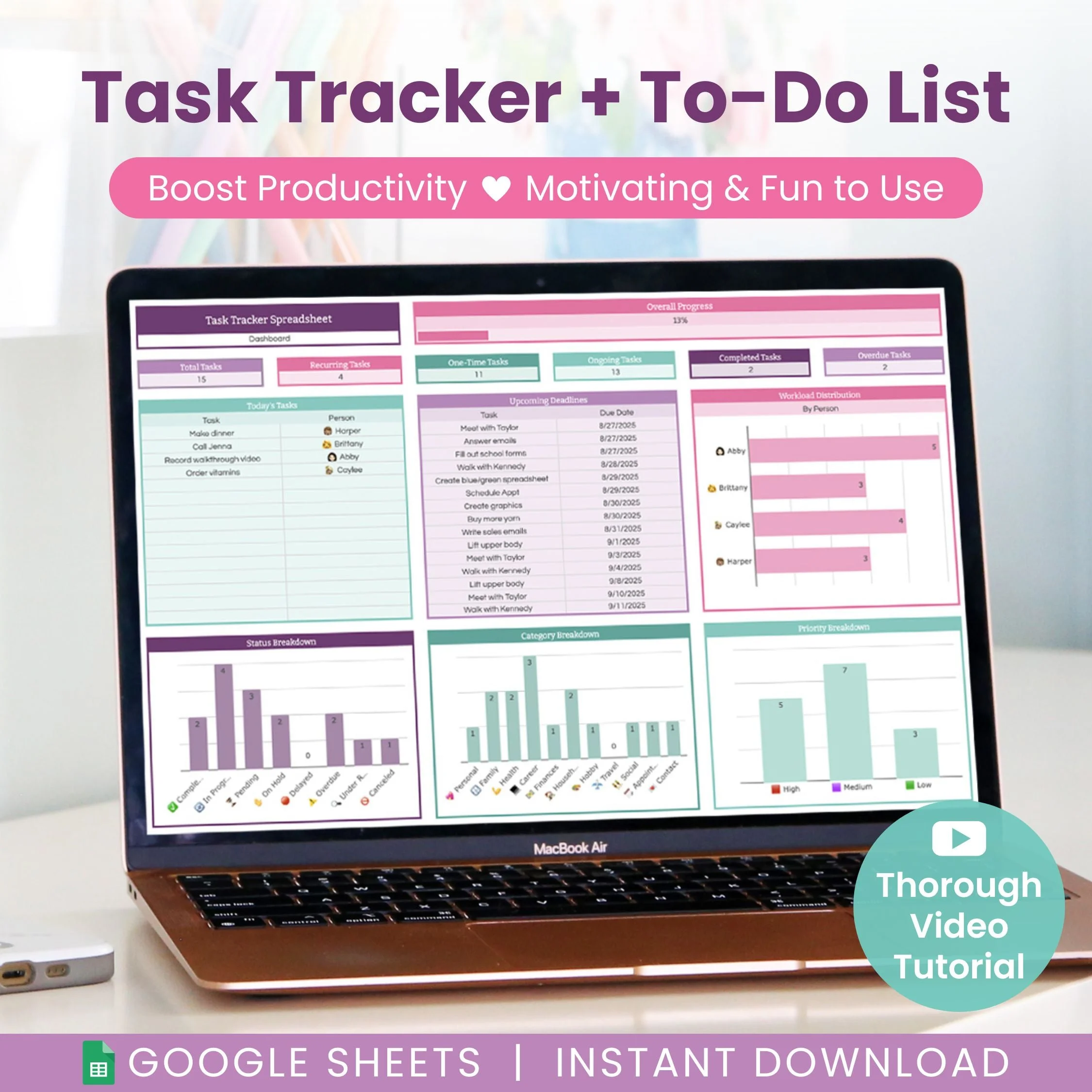 Task Tracker and To-Do List Spreadsheet for Google Sheets