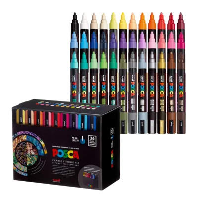 uni® POSCA® PC-5M Water-Based Paint Markers with Display Caddy