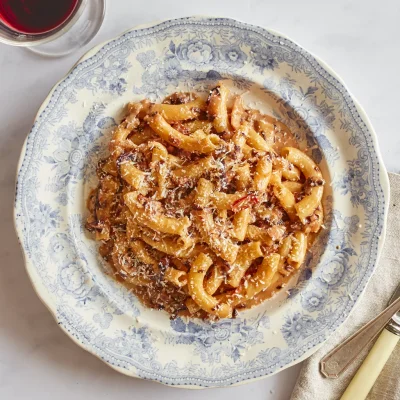 Tortiglioni with Pancetta, Nduja & Raddichio