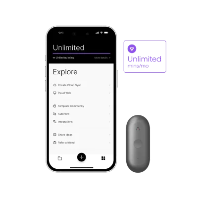 Plaud NotePin S & AI Annual Unlimited Plan