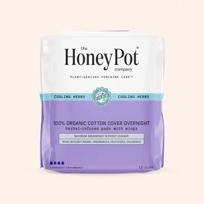 Organic Cotton Cover Cooling Herbal Infusion Overnight Pads