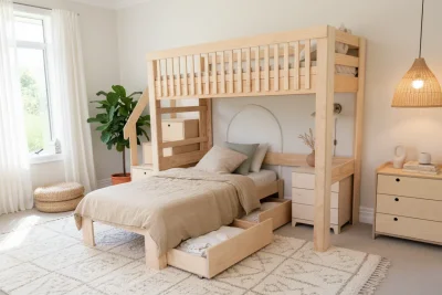 Scandi L-shaped Bunk Bed PINE