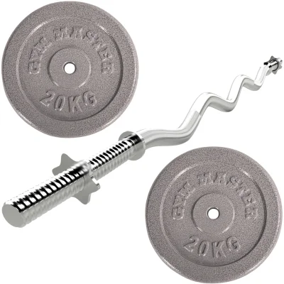 Standard EZ Curl Bar & 40kg Cast Iron 1" Standard Weight Set