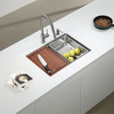 Zuhne Neste 62cm Single Bowl Workstation Kitchen Sink | 316 Surgical Stainless Steel | Scratch-Resistant Honeycomb Texture