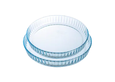 Lot de 2 moules à tarte en verre 28 et 31 cm