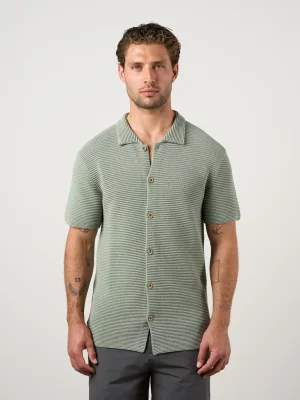 Textured Button Through Shirt Sage