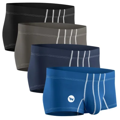 Nylon 3in Boxer Briefs No Fly 4pk Black/Dark Blue/Gray/Light Blue