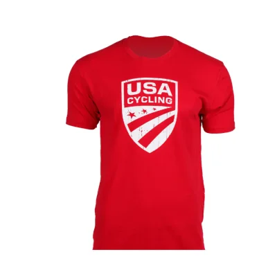 Men's One-Color Vintage Red Logo Tee