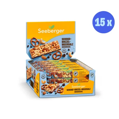 Seeberger Nussriegel Schoko-Brezel-Meersalz Multipack – 15 × 35 g, süß salzig, knuspriger Snack