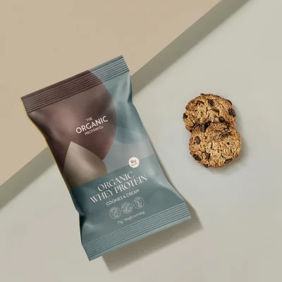 Organic Whey Protein Cookies & Cream (one per flavour, 25g)
