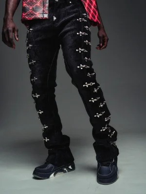 Black Velvet Aviation Clasp Pants