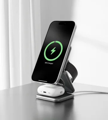 KUXIU X40 3-in-1 MagSafe Foldable Charging Stand - Gray