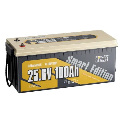 Power Queen LiFePO4 24V 100Ah Smart Solarbatterie mit Bluetooth