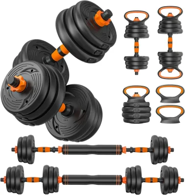 Strongway Adjustable 6 in 1 Dumbbell Barbell Kettlebell Push Up Set - 20KG, 30KG and 40KG SETS