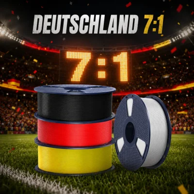 SUNLU Deutschland Victory Filamente Bundle – 4 × 1 kg (PLA-Filamente in Schwarz, Rot und Weiß, PETG-Filamente in Gelb)