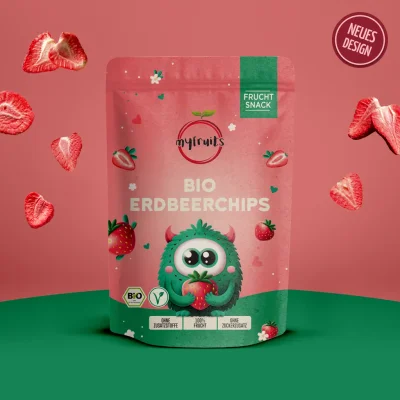 Gefriergetrocknete Bio Erdbeerchips