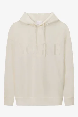 Felpa con cappuccio VOGUE crema con logo ricamato tono su tono