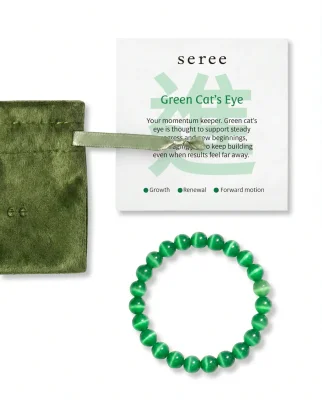 Manifest | Growth Green Cat's Eye Beaded Bracelet