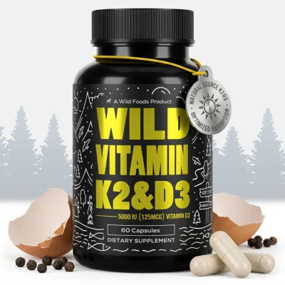 Vitamin K2 (MK-7) & Vitamin D3 (5000 IU) & Black Pepper Extract