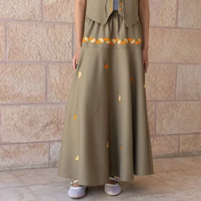 Jaffa Orange Tatreez Skirt