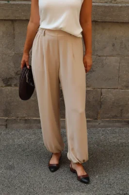 Pantalon ballon à pince - Beige