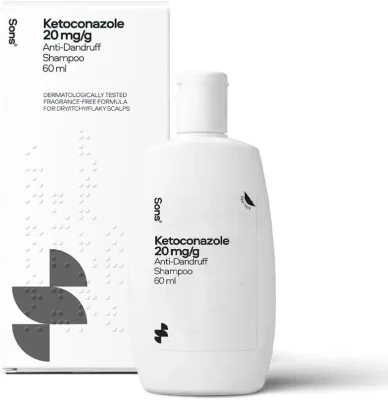 Sons Ketoconazole Anti-Dandruff Treatment Shampoo. Treats & Prevents Dandruff, Itchy Scalp, Seborrheic Dermatitis & Psoriasis. 1 x 60ml