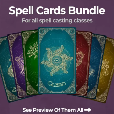 Aether D&D 5e Spell Cards Bundle - Fillable PDF