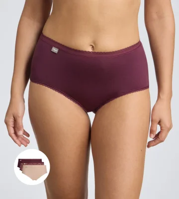 Lot de 3 culottes violet, beige, imprimé fleuri Cotton Stretch