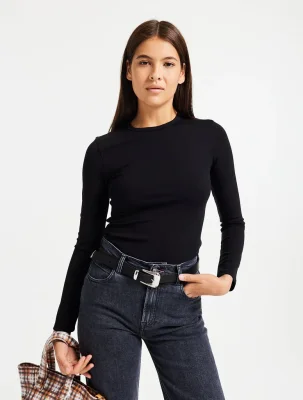 Le top manches longues Power stretch Noir Black Coffee
