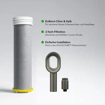 High End Aroma + Vitamin C + Kalk- und Aktivkohlefilter - Doyoo Pure Skin Filterduschkopf