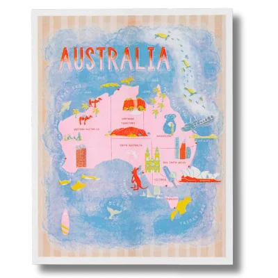 Map of Australia Risograph Print