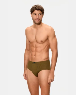 Pack de tres slips abiertos de hombre con estampados tonos tierra