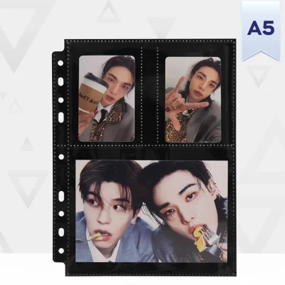 [PRE-ORDER] Custom A5 3-Pocket Pages - Photocard & Postcard (Type A) - Black