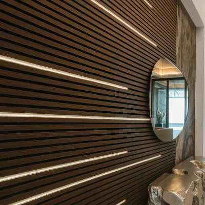 Acoustic Slatted Wall Panel 240 x 60cm - Walnut x 1 panel