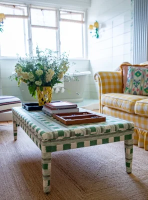 Bespoke Honey Upholstered Coffee Table Ottoman
