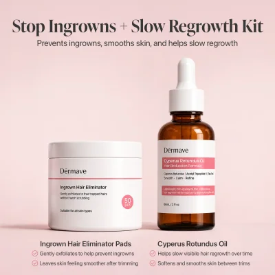 Stop Ingrowns + Slow Regrowth Kit (Cyperus Rotundus Oil + Ingrown Eliminator Pads)