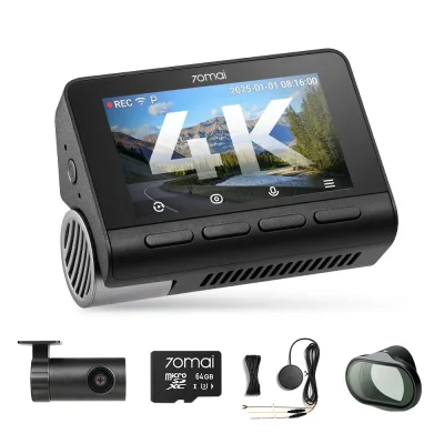 Kit da viaggio 4K: telecamera anteriore 4K A810S + telecamera posteriore + scheda di memoria + kit di installazione fissa + filtro CPL